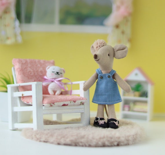 Maileg Mouse Denim Sundress: Miniature Dollhouse Outfit - Etsy
