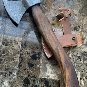 AX-257 Custom Handmade Damascus Steel Axe with Rose Wood .