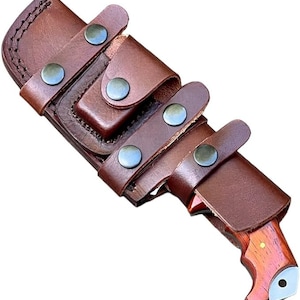 Poshland TR-1168 Custom Handmade Damascus Steel 10 Inches Tracker Knife Leather Sheath