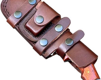 Poshland TR-1168 Custom Handmade Damascus Steel 10 Inches Tracker Knife Leather Sheath