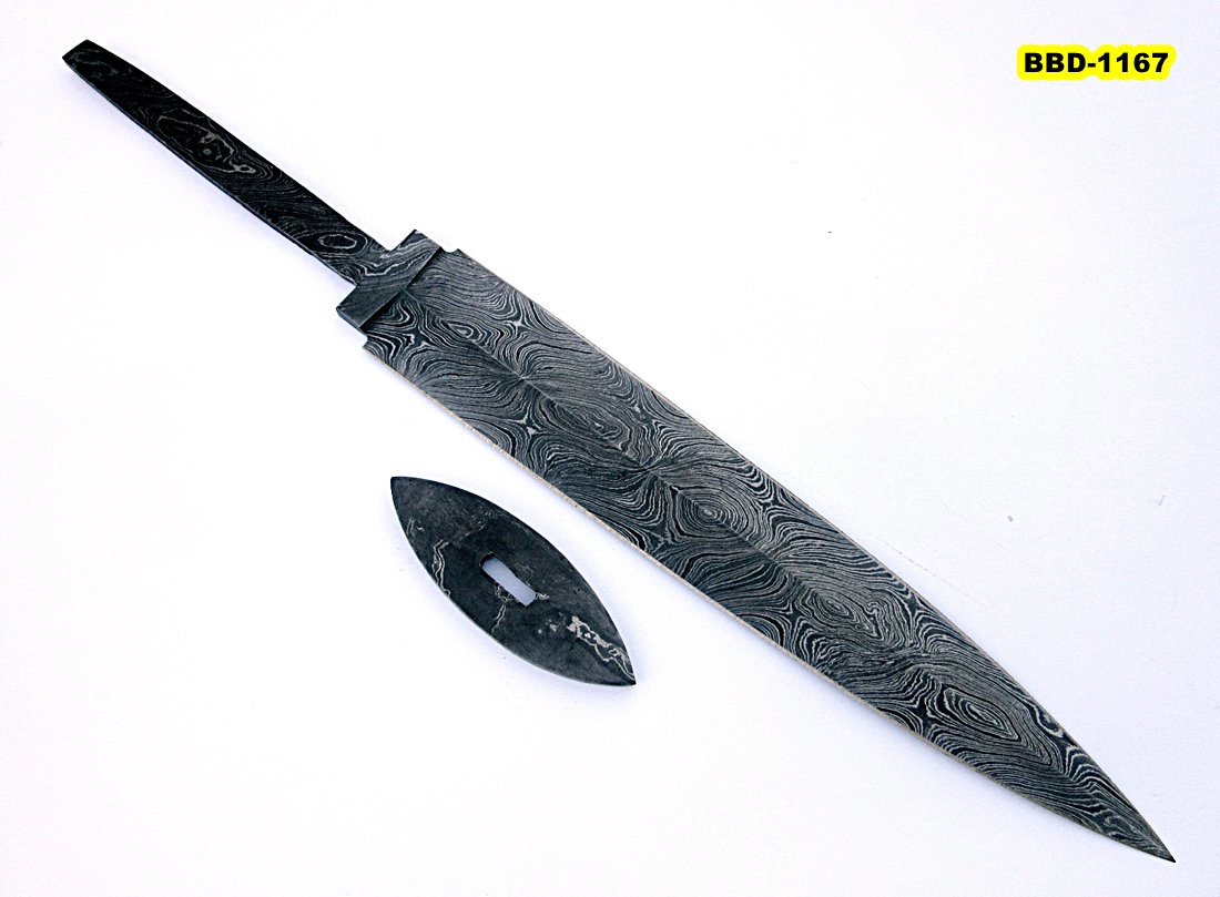BB-16 Handmade Damascus Steel 15 Inches Full Tang Dagger Blank Blade
