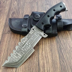 TR-1168 Custom Handmade Damascus Steel 10 Inches Tracker Knife - Perfect Grip G10 Handle