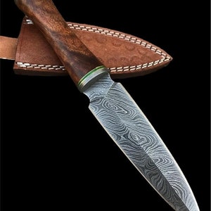 DG-28 Handmade Damascus Steel Knife – Beautiful Rose Wood Handle