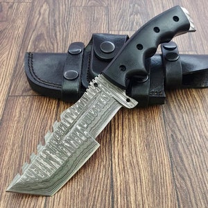 TR-1168 Custom Handmade Damascus Steel Tracker Knife - Stunning G10 Handle