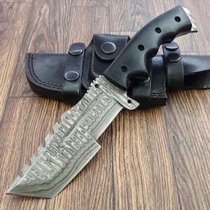 TR-1168 Custom Handmade Damascus Steel 10 Inches Tracker Knife - Perfect Grip walnut wood Handle (TR-987) (TR-2195)