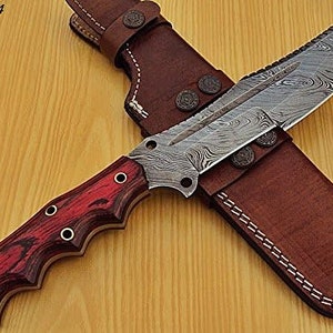 Poshland TR-42 Custom Handmade Damascus Steel Tracker Knife- Perfect Grip Handle