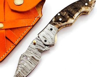 Poshland FNA-78- Faca dobrável feita à mão em aço Damasco personalizada