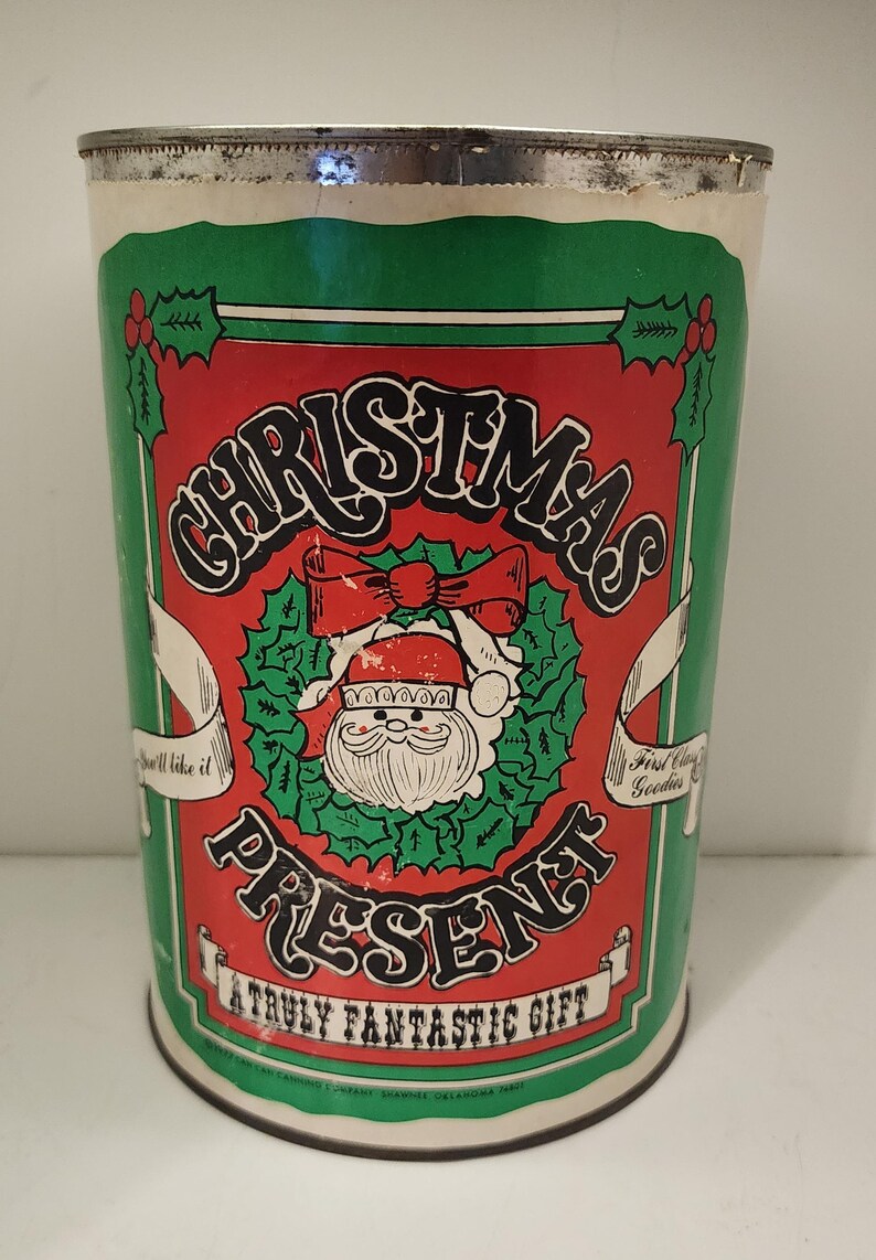 1977 - Vintage Santa Christmas Tin - Can Can Canning Company - - Etsy