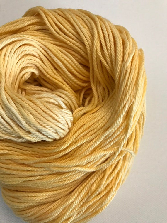 Cotton Yarn BUTTER Light Yellow Worsted Weight hand dyed Etsy