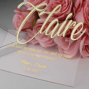 Invitations de mariage transparentes en acrylique, demandes de témoins de mariage, serez-vous ma demoiselle d’honneur, invitation transparente, invitations en acrylique