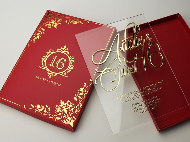 Acrylic Birthday Invitation Sweet 16 Sweet Sixteen Invite Etsy