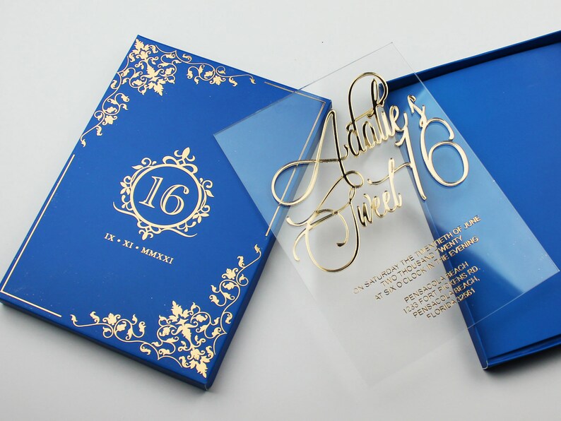 Acrylic Birthday Invitation Sweet 16 Sweet Sixteen Invite Etsy