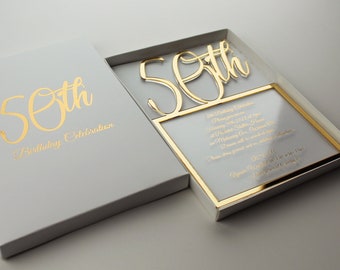 Foil Stamped Acrylic Birthday Invitation: Elegant Milestone Party