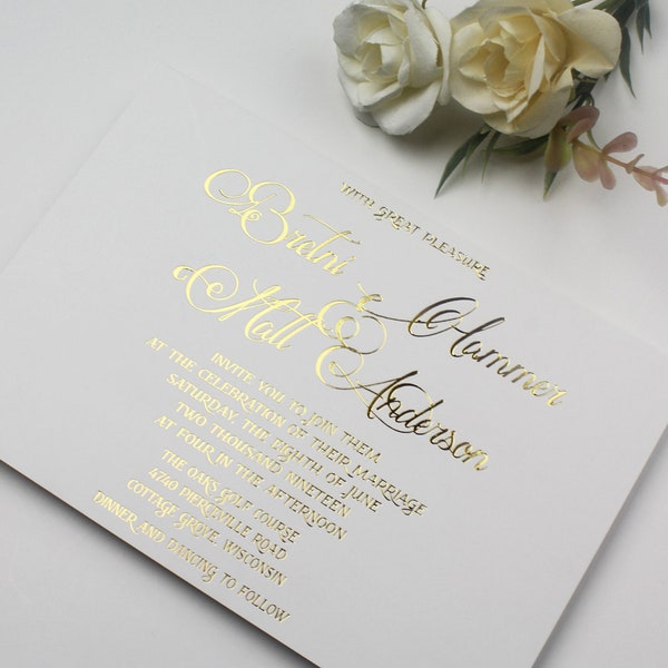 Real Gold Hot Foil Wedding Invitations, Gold Invite, Personalised Wedding Invitation, Gold Hot Foil Printing, Golden, Rose Gold or Silver