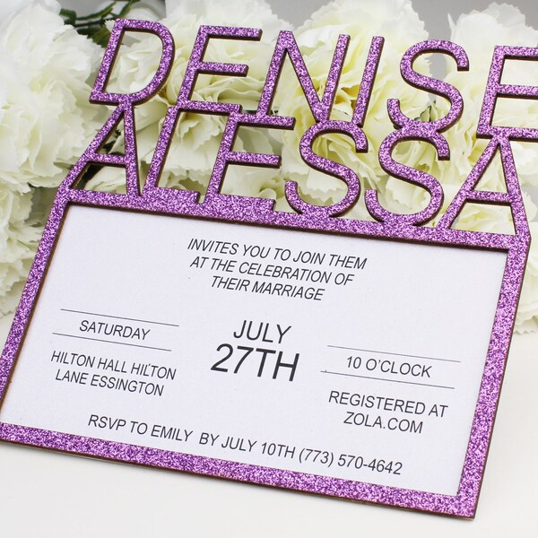 Embossed Border Wedding Invitations Etsy