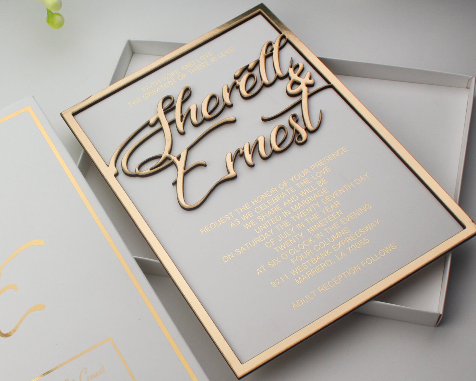 Gold Embossed Wedding Invitation Gold Black Invitation 3D Etsy