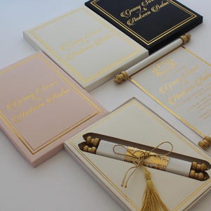 Scroll Wedding Invitation: Elegant Bride and Groom Invites
