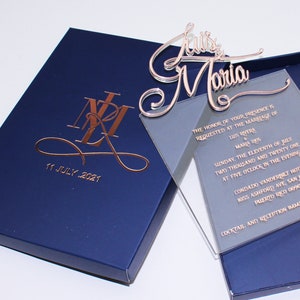 Invitations de mariage de luxe, cartes d’invitation de mariage 3D, invitation acrylique claire, invitation de mariage élégante, invitation de mariage découpée au laser