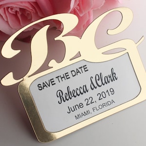 Cartão Save The Date com ímã, Save The Date dourado, Save The Date com monograma, Save The Data em relevo, convites 3D, Save Date cortado a laser
