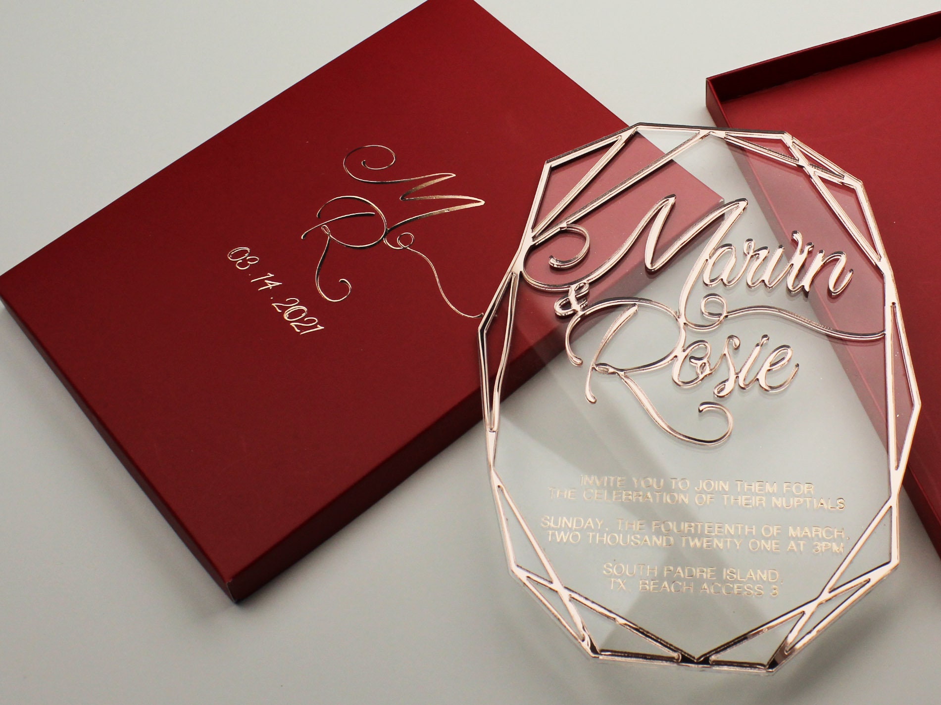 Embossed Custom Acrylic Wedding Invitation Acrylic Invites | Etsy