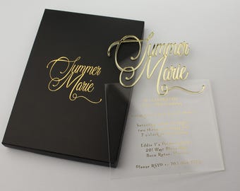 Elegant Acrylic Birthday Invitation: Personalized Boxed Invite