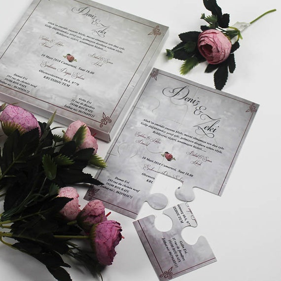 Puzzle Invitation Boxed Invitations Puzzle Invitation Etsy