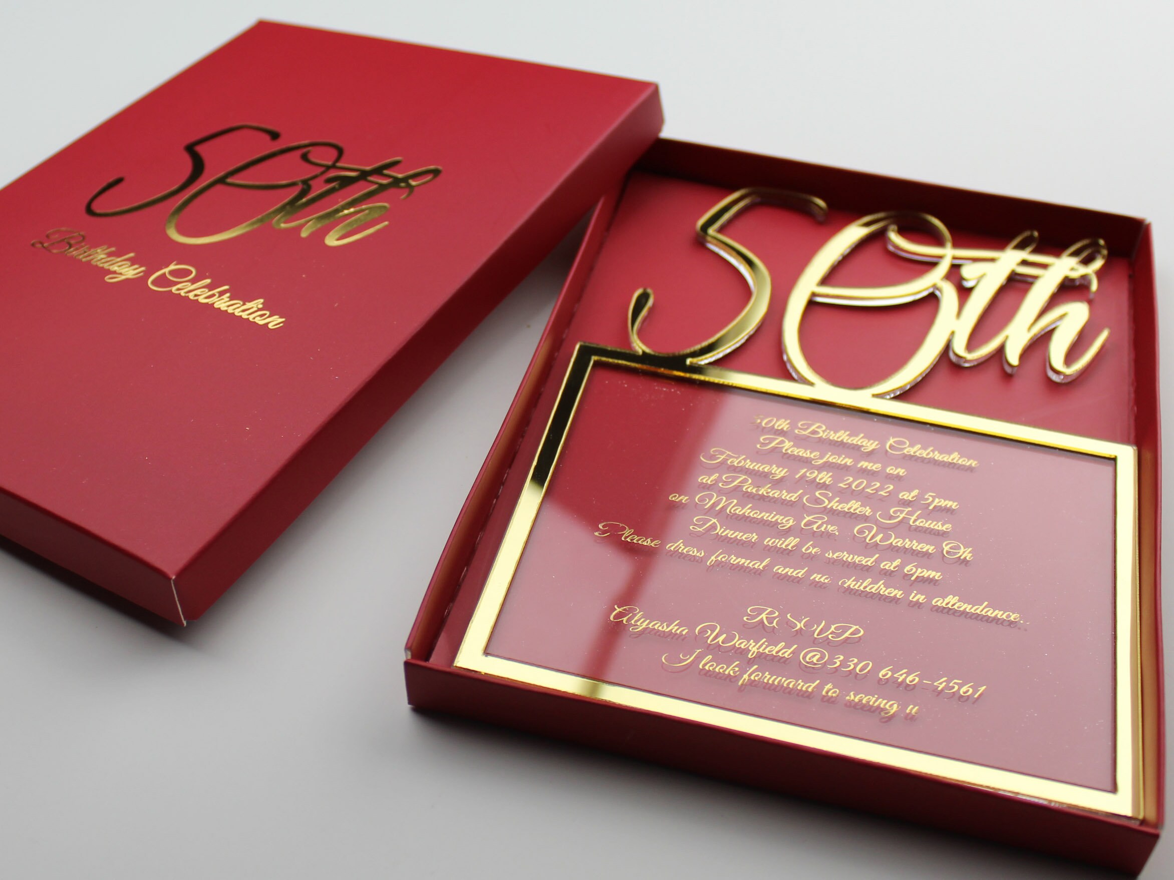 Acrylic 50th Birthday Invitation 20th 30th 30th 40th 60th Etsy