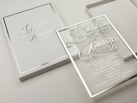 Transparent Invitation Silver Wedding Luxury - Etsy México