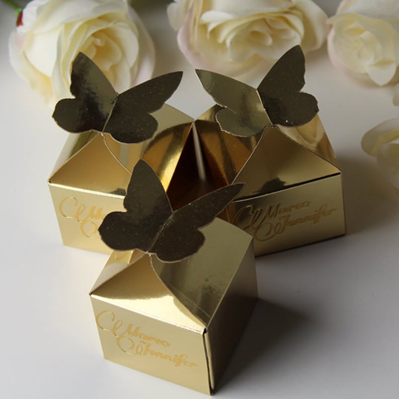 Gold Butterfly Wedding Favor Boxes Gold Wedding Favor Box Etsy