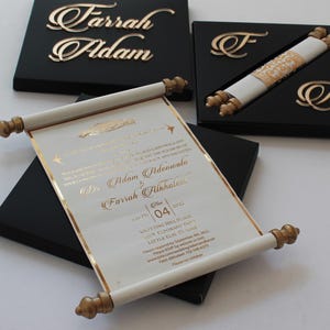 Invito a rotolo, matrimonio, anniversario, fidanzamento, addio al nubilato, biglietto di auguri per feste, musulmano, cristiano, mezuzah, mitzvah, custodia per rotolo