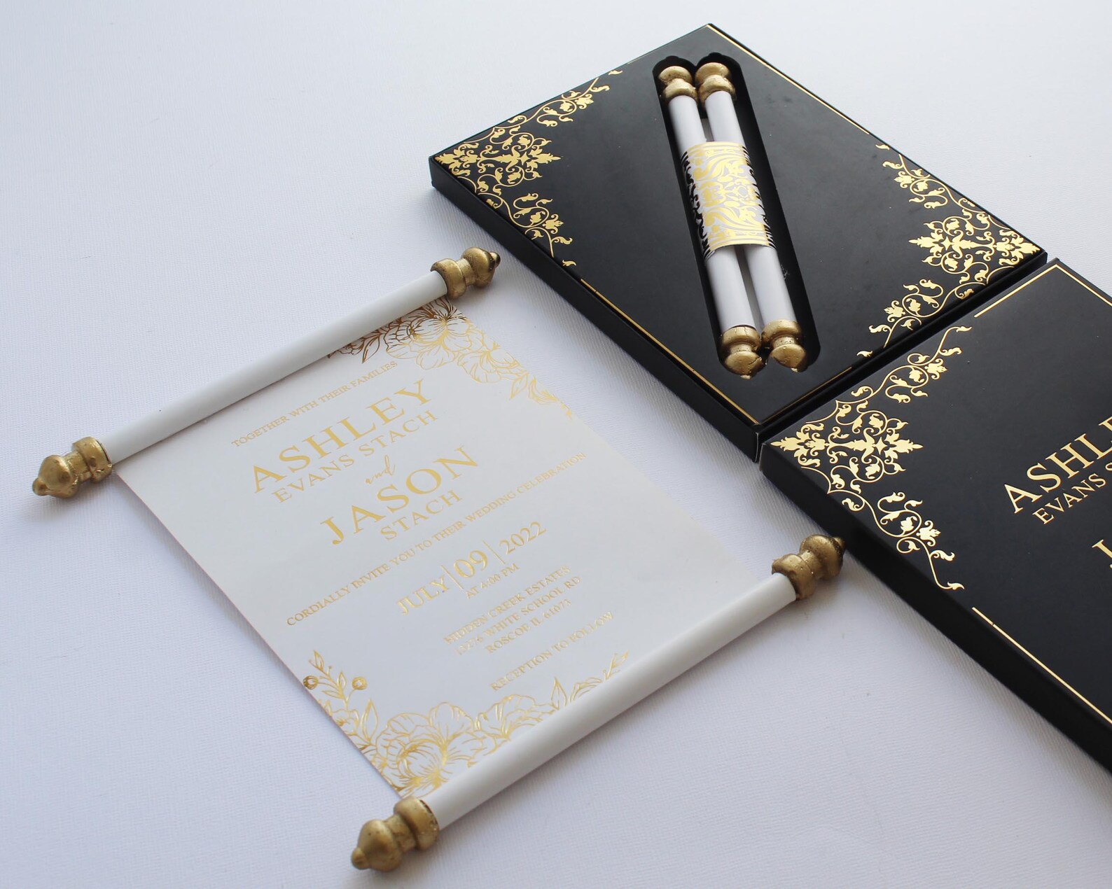 Custom Scroll Wedding Invitation With Golden Box - Etsy