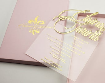 Luxury Acrylic Wedding Invitation: Hot Foil Plexiglass with Box
