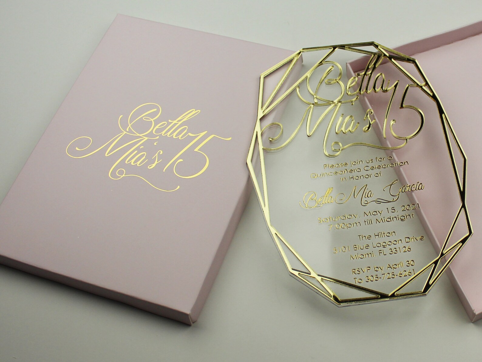 Acrylic Quinceanera Invites Acrylic Birthday Invitation Etsy