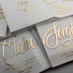 Faire-part de mariage en acrylique transparent, demandes de témoins de mariage, serez-vous ma demoiselle d'honneur, faire-part transparent, faire-part en acrylique