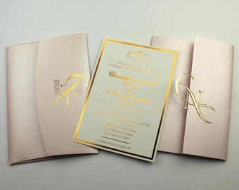 Personalized Mirror Gold Foil Wedding Invitation with Envelope