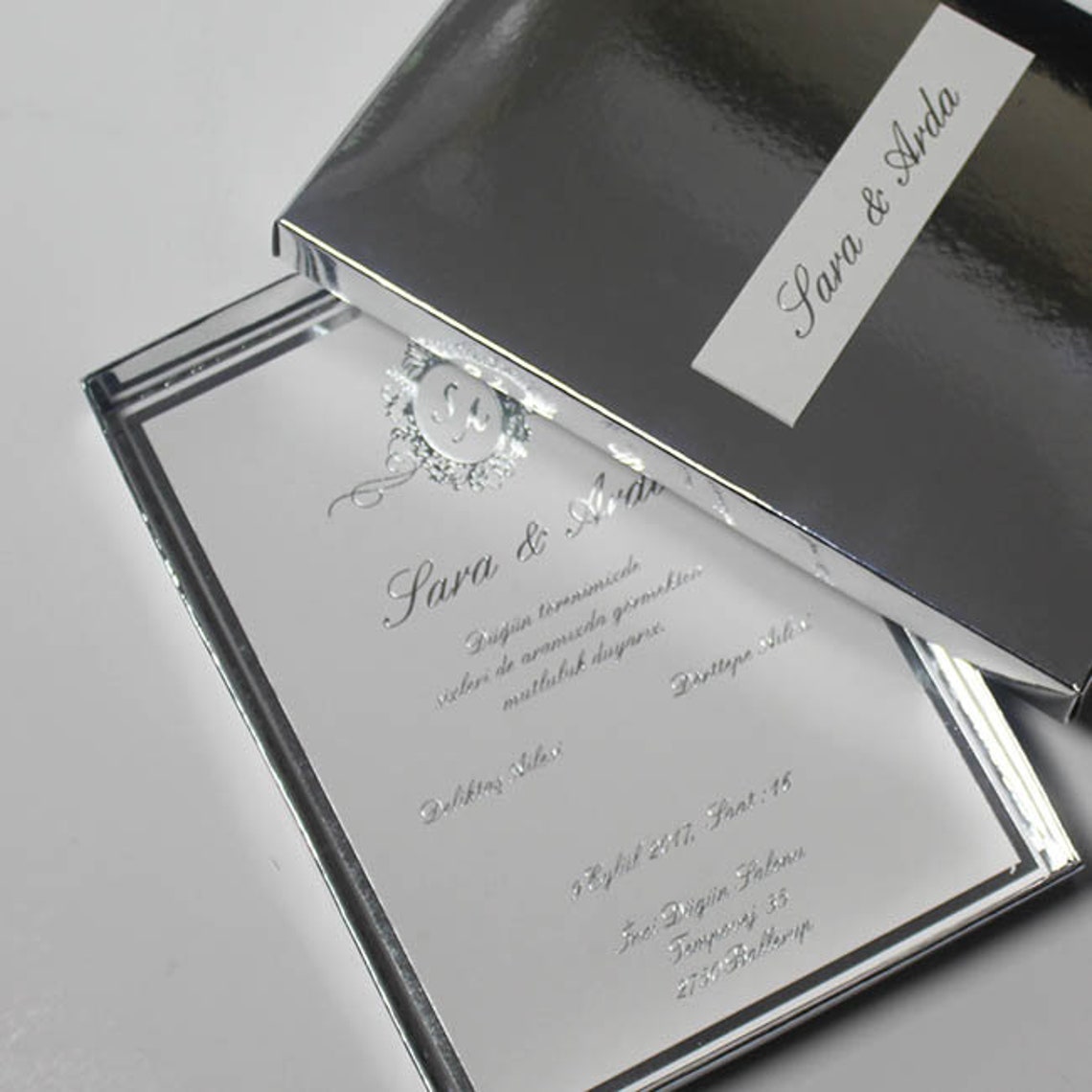 Silver Hot Foil Invitation Real Luxus Foil Invitation Boxed Etsy