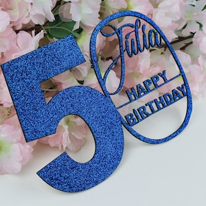 Navy Blue Happy Birthday Card, Personalized 50th Birthday Card, Fiftieth Birthday Card, 50th Card, Age 50 Card, For Her, Papercut, Handmade