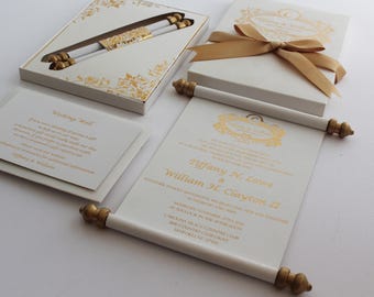 Elegant Scroll Wedding Invitation: Royal Marriage Invites