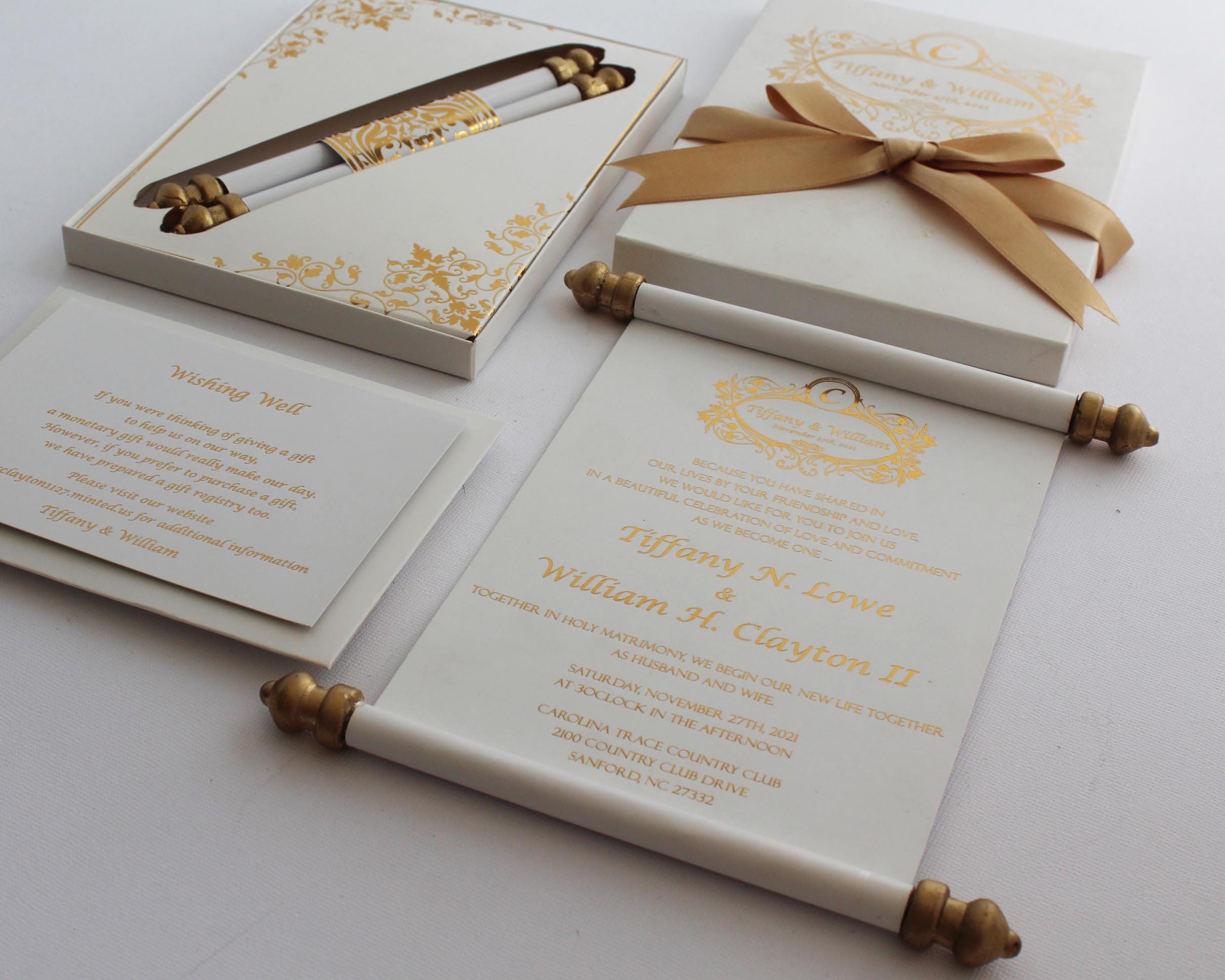 Elegant Scroll Wedding Invitation: Royal Marriage Invites