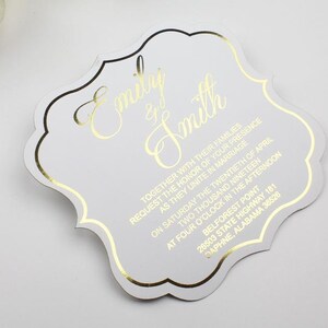 Rose Gold Wedding Invitations, Navy Blue Bride Groom Invitations, Personalized Pop Up Wedding Invitation, Letterpress Foil Unique Invitation
