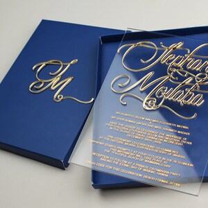 Acrylic Wedding Invitation, Blue Wedding Invitations, Wedding Acrylic invitation, Modern Wedding invitation, Personalized Invitation