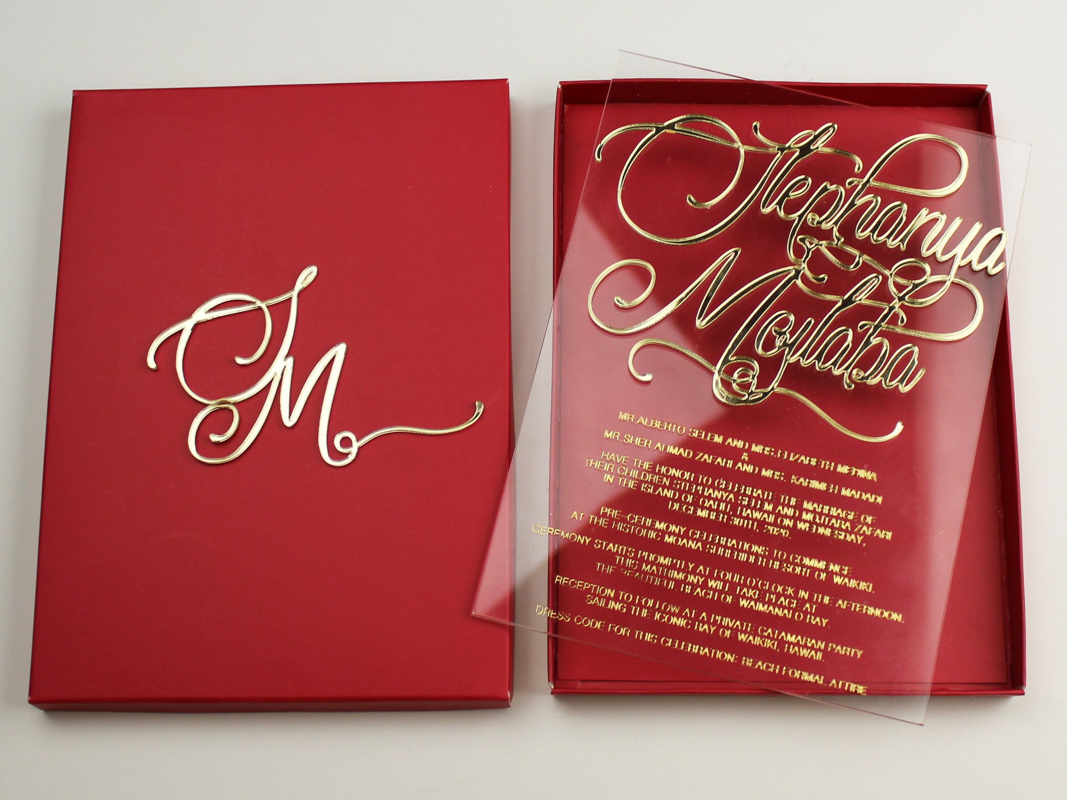 Jacket style fancy wedding invitation card with red tracing paper and two  inserts. - Swastik Cards