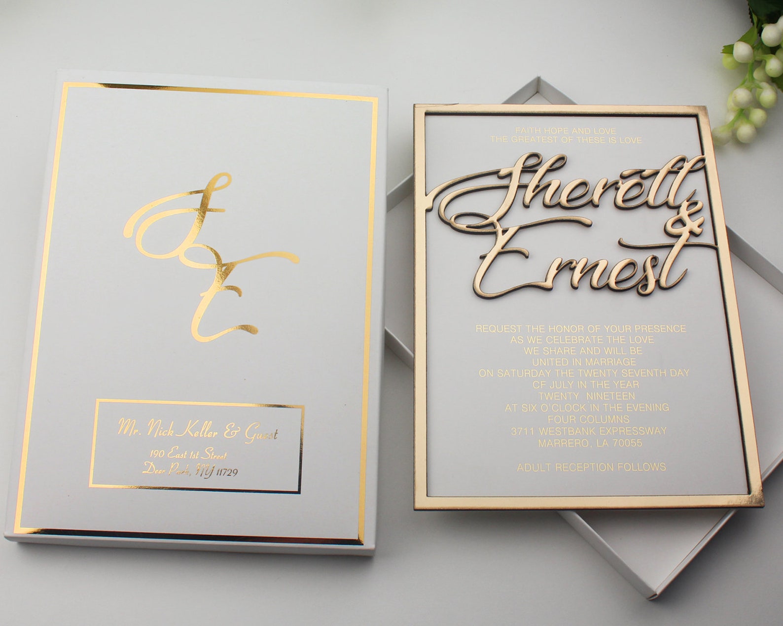 Gold Embossed Wedding Invitation Gold Black Invitation 3D Etsy