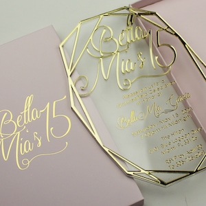 Convites de acrílico para quinceanera, convites de acrílico para aniversário, 15 anos, 16 anos, 16 anos, convites para 16 anos, convites de acrílico personalizados