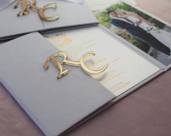 Luxury Handmade Trifold Wedding Invitation Set | Real Hot Foil Embossed | Exclusive High-End Stationery |