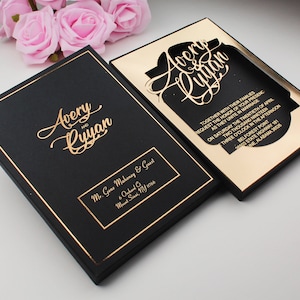 Luxe speciale gouden trouwkaarten, folieverpakking huwelijksuitnodigingskaart, lasersnijden uitnodigingen, 3D-uitnodiging, aangepaste uitnodiging
