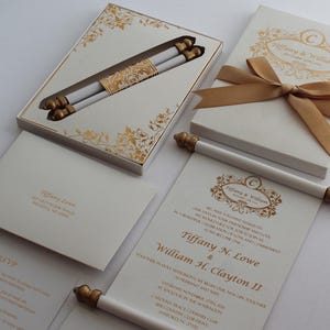 Elegante cerimonia di nozze con invito a pergamena con nastro, matrimonio, festa di compleanno, fidanzamento, anniversario, inviti esclusivi per matrimonio
