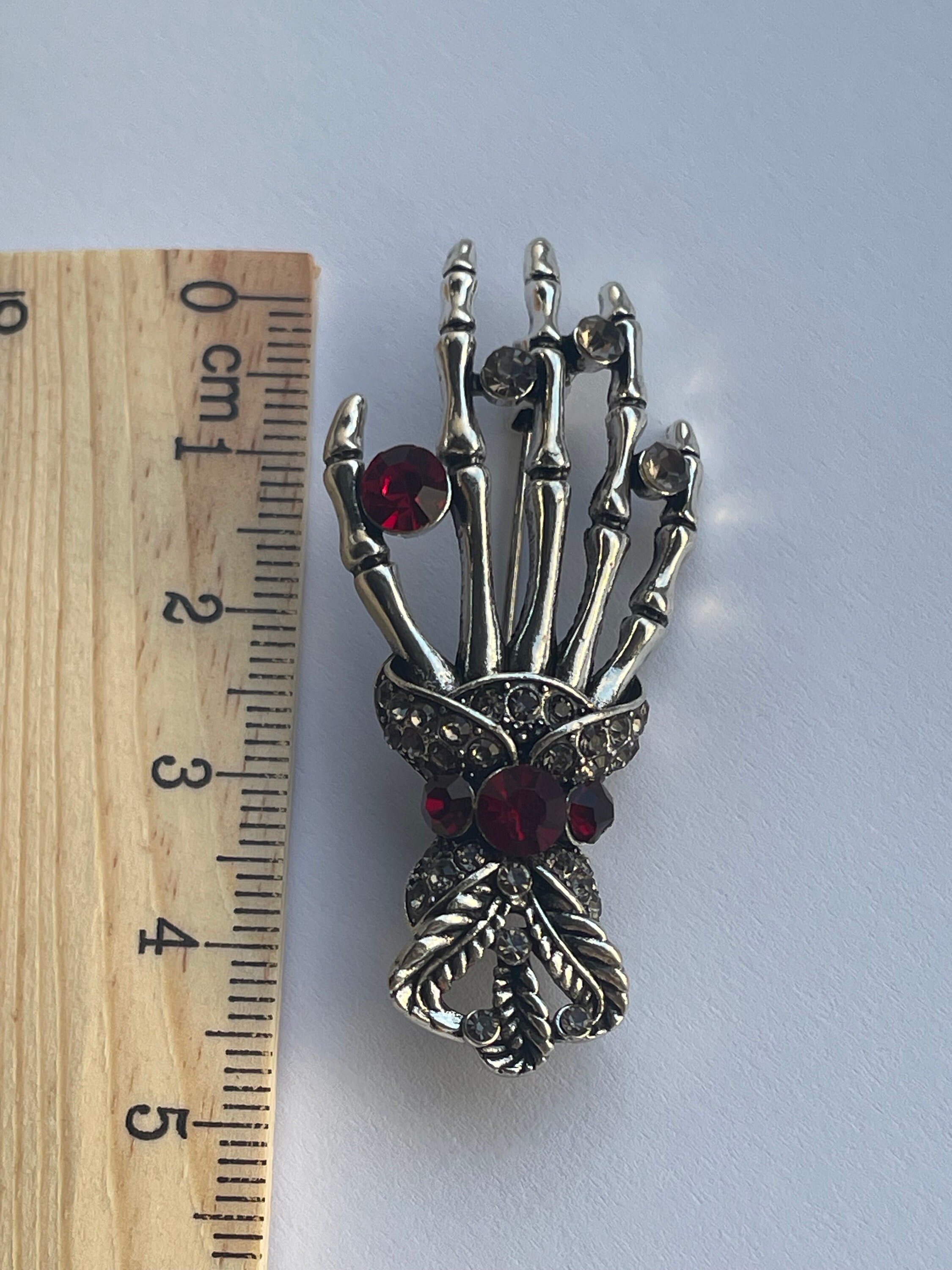 Rhinestone Skeleton Hand Brooch, Skeleton Brooch Pin, Skeleton ...