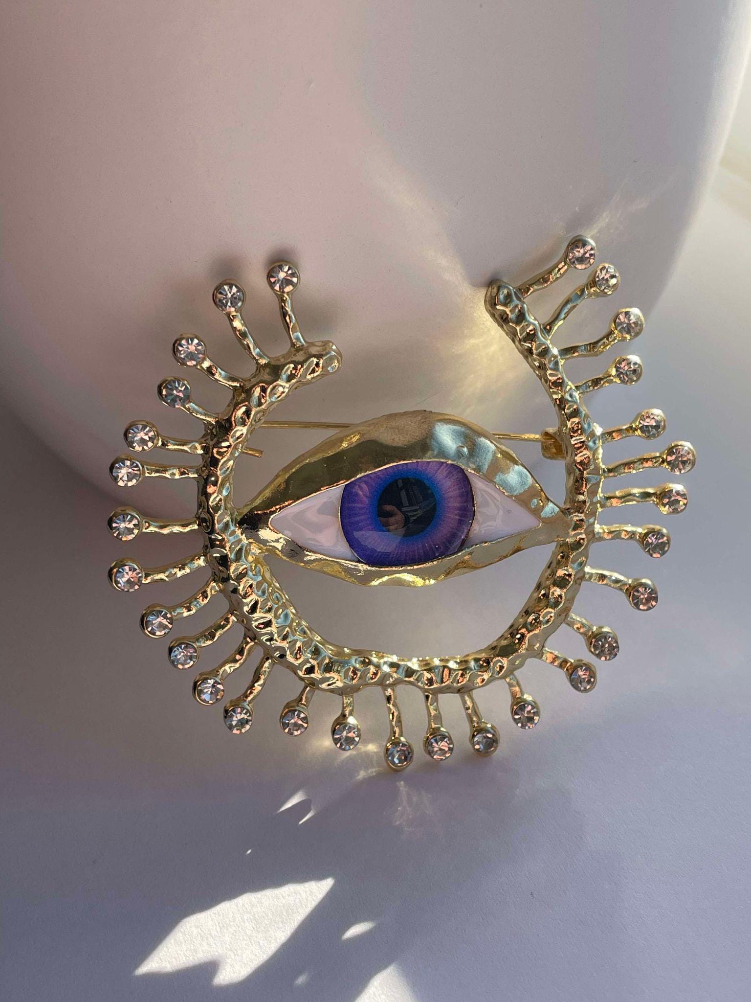 Evil Eye Rhinestone Large Evil Eye Rhinestone Brooch, Eye Brooch, Rhinestone Brooch, Eye ...