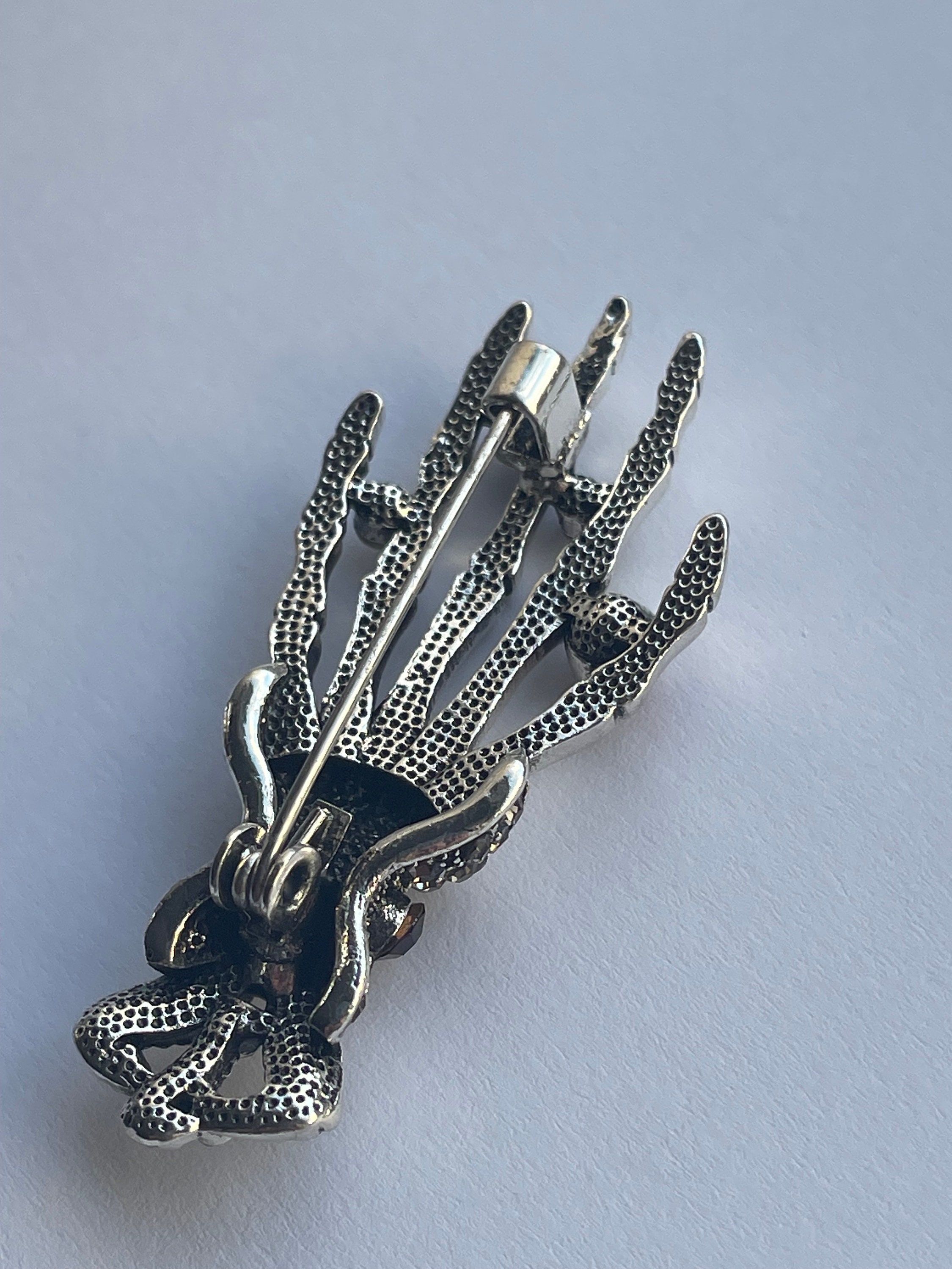 Rhinestone Skeleton Hand Brooch, Skeleton Brooch Pin, Skeleton ...